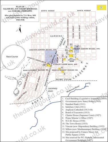 Plan of Salisbury, Zimbabwe, 1891-1948