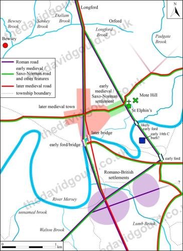Phased areas of development and routeways around Warrington, Cheshire