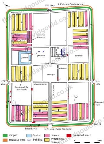 Plan of Exeter's Roman fortress